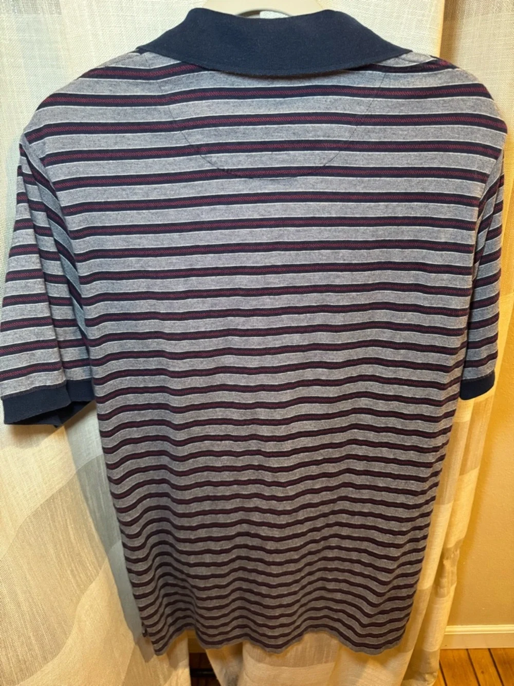 Ralph Lauren Polo Golf Navy, Gray & Burgundy Striped Polo 100% cotton